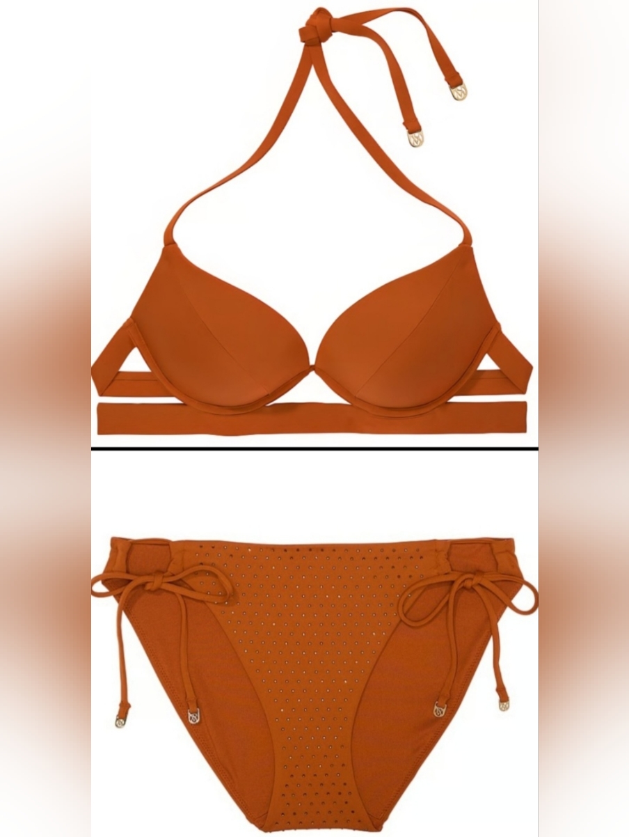 34dd/M Vs Archives Swim Banded Pushup Bikini Top Side Tie Bikini Set